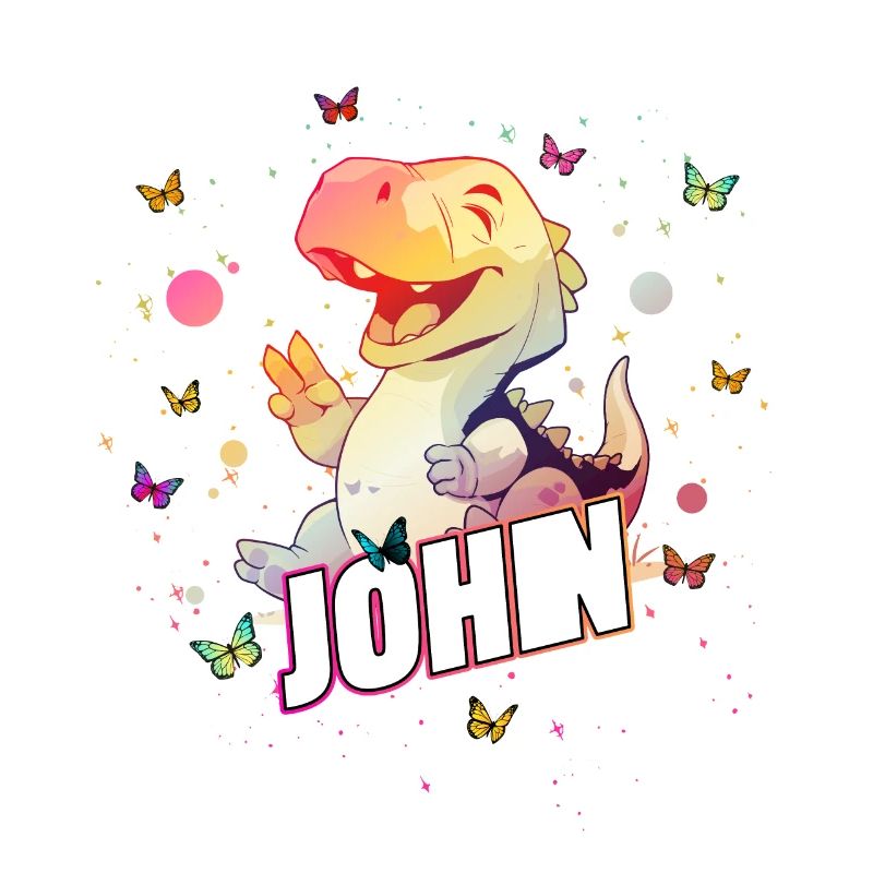 JOHN - Beautiful boy name with cute DINO T-REX
