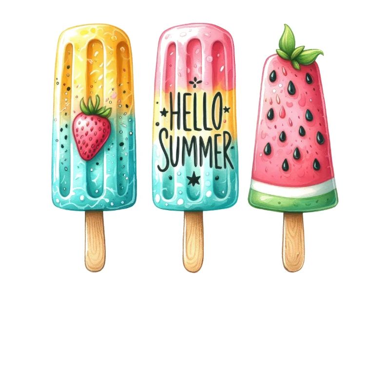 Hello Summer. Happy Popsicle Design, Ice Cream,
