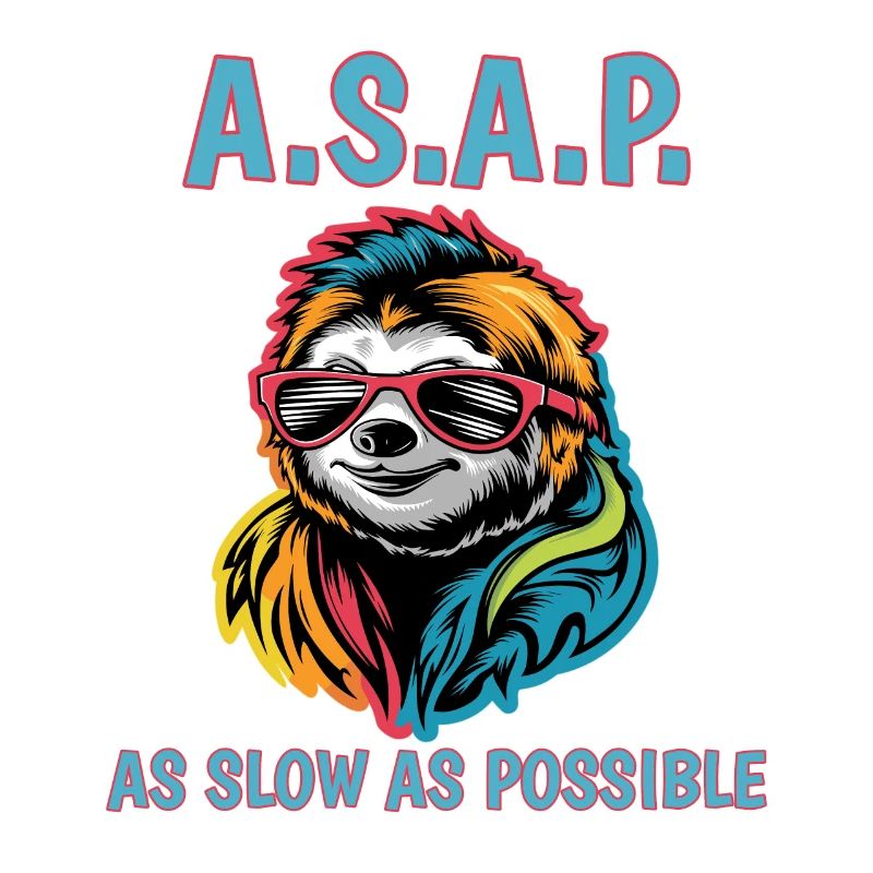ASAP As Slow As Possible Cool Sloth Fun Quote