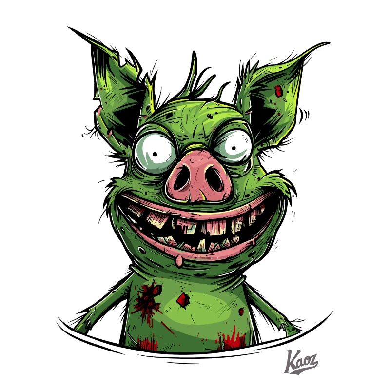 Cochon zombie effrayant drôle