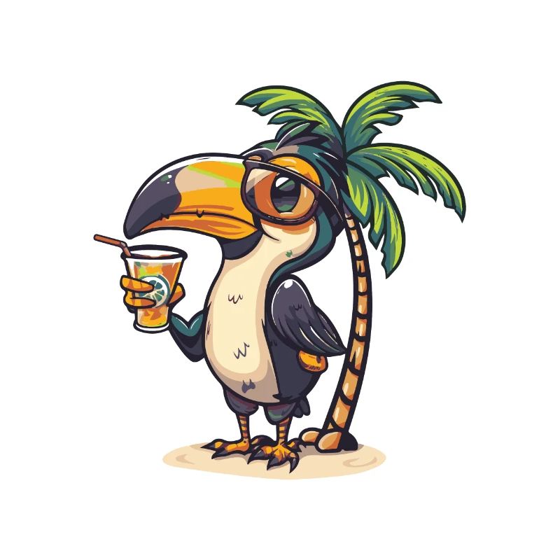 Tukan Vogel Sommer Strand Comic