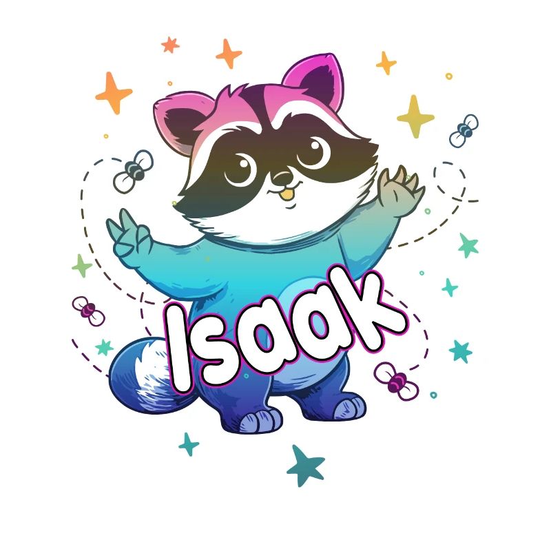 ISAAK - Beau nom de garçon avec un raton laveur mignon