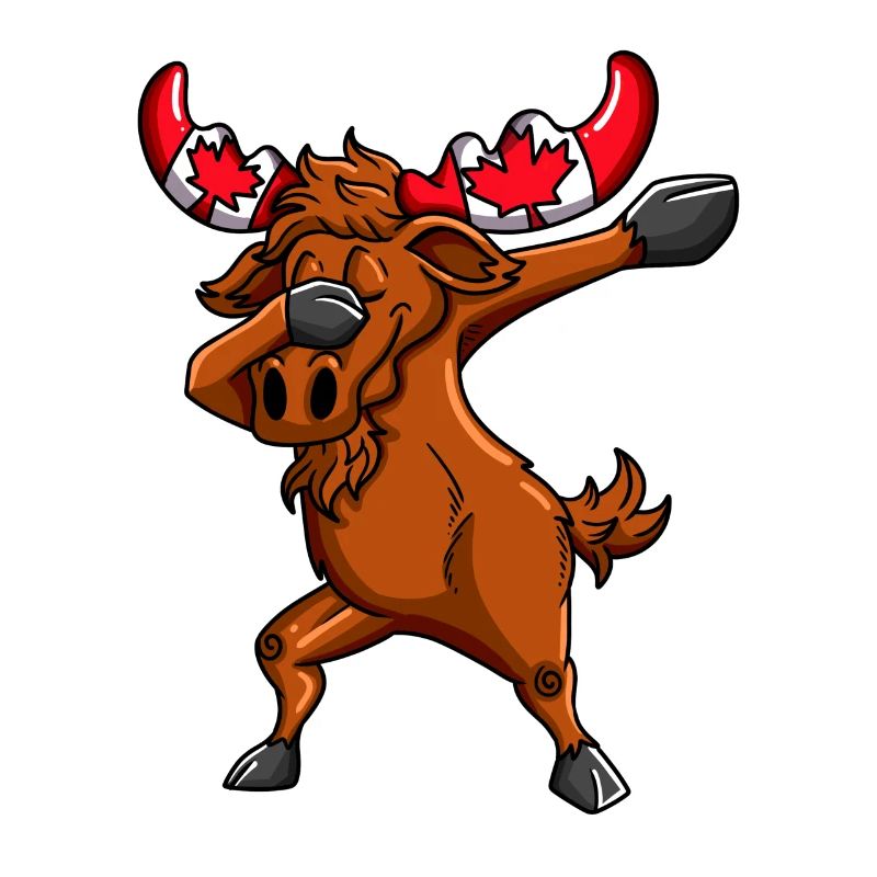 Canadian Moose with Canada Flag Dab Dabbing
