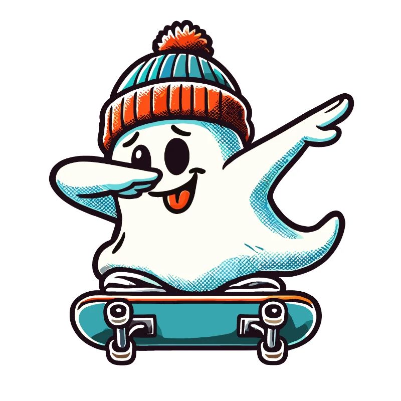 Skateboaring Dabbing Ghost Skateboard Dab