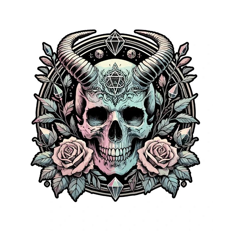 Pastel Goth Aesthetic Dark Skull Design