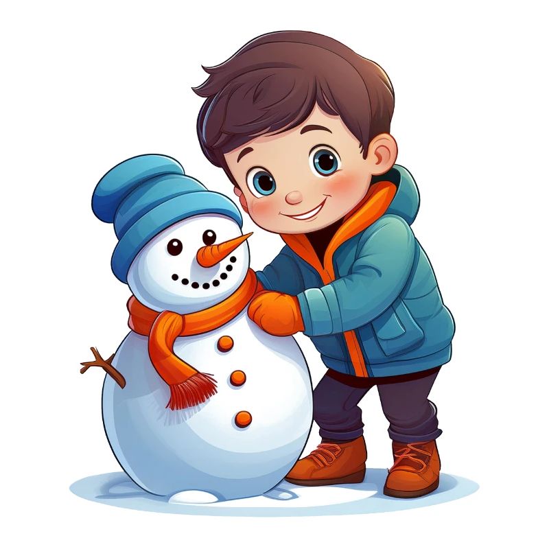 Kind baut einen Schneemann im Winter