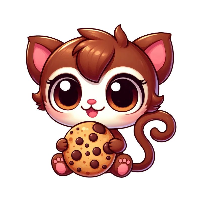Mignon Bengal chat dessin animé grignoter Cookie
