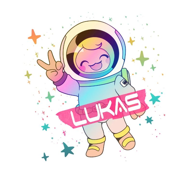 LUKAS - Beautiful boy name with cute astronaut