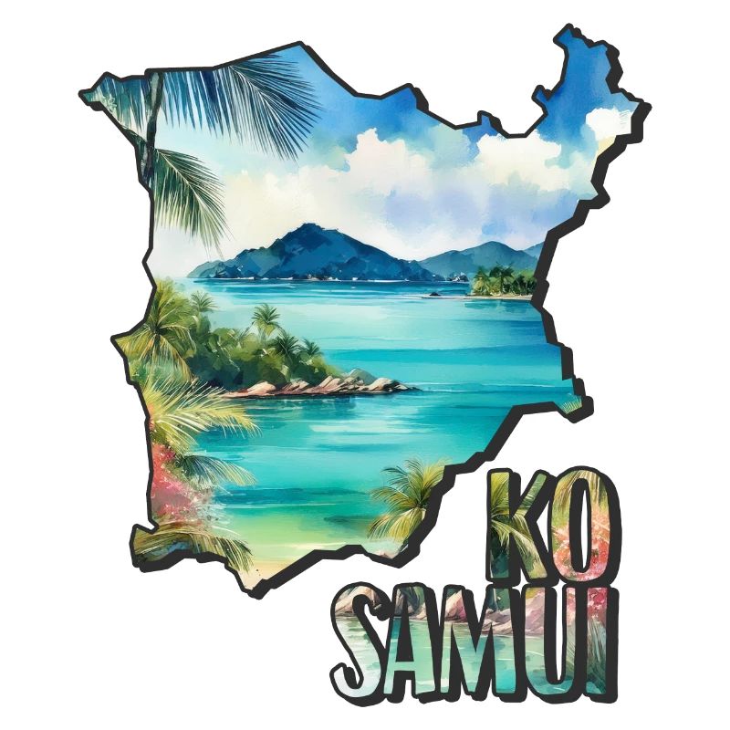 Watercolor Map Ko Samui