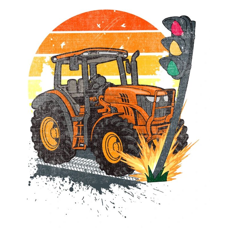 The traffic light has to go! Tractor rams traffic light