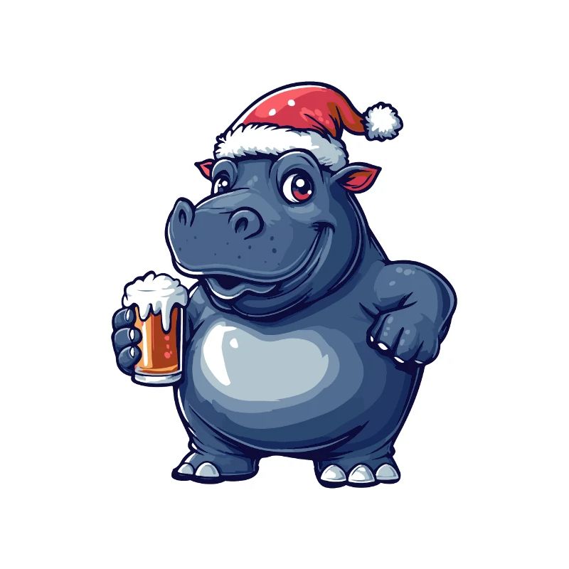 Nilpferd Weihnachten Bier