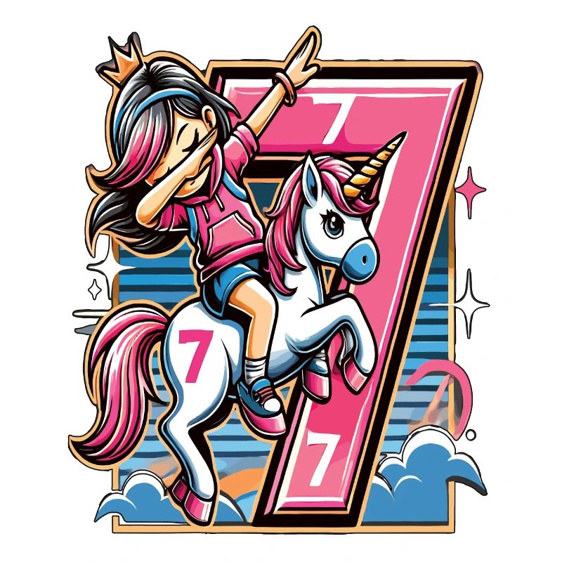 Geburtstag 7 Jahre Einhorn Dab