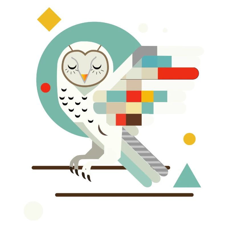 Geometrische Eule – Moderne bunte Tierillustration