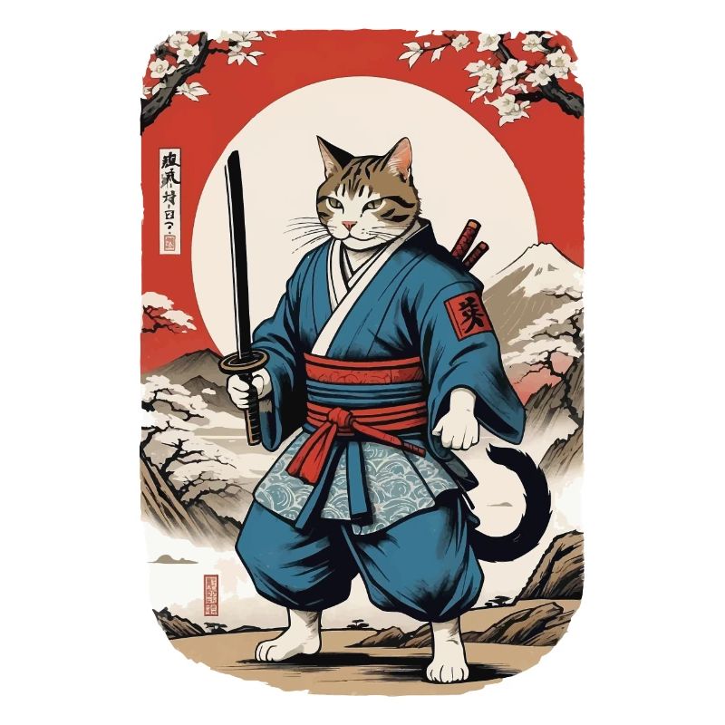 Samurai Cat Vintage Ukiyo E Japanese