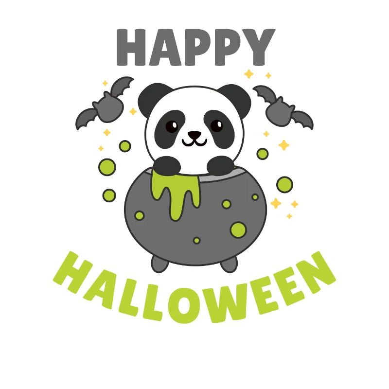Panda Joyeux Halloween Bâton de Chaudron de Sorcière