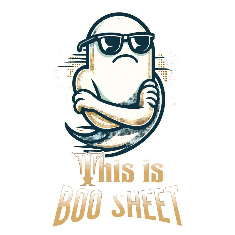 Funny Halloween Ghost With Boo Sheet Text