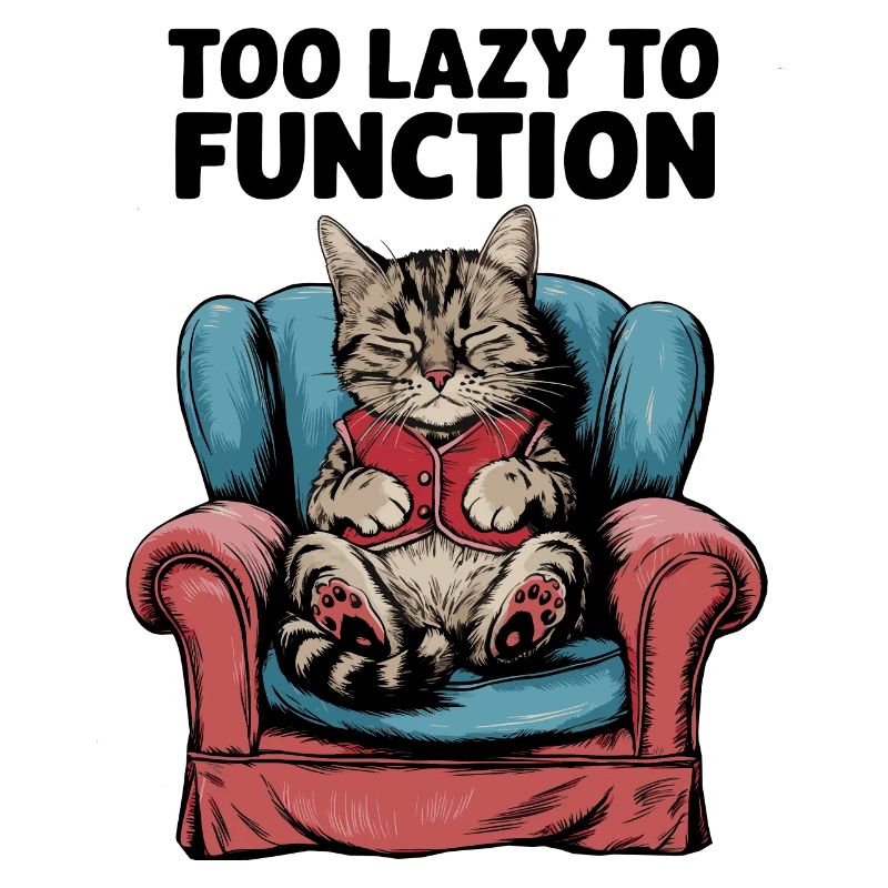 Lazy Cat Too Lazy to Function Funny Humor Design