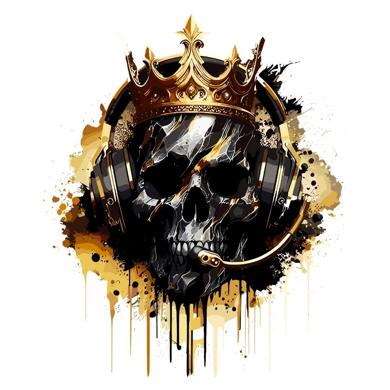 Crâne de jeu doré avec couronne