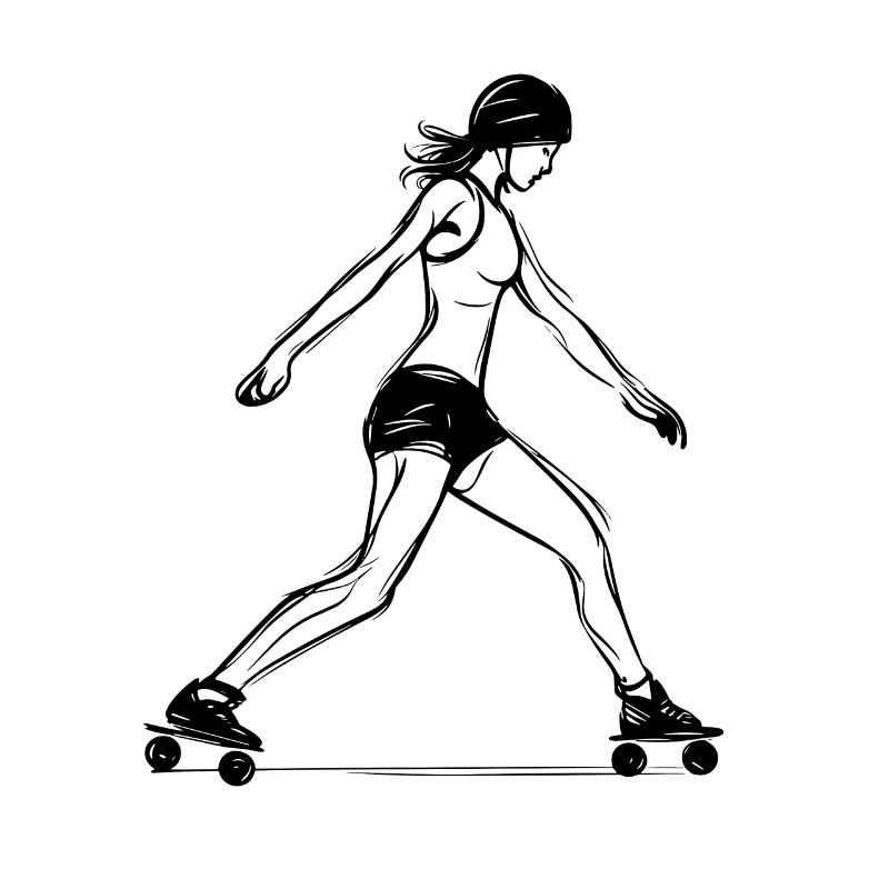 Roller Skater Line Art