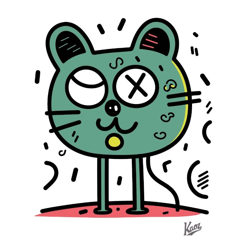 Chat ou chat de dessin animé drôle