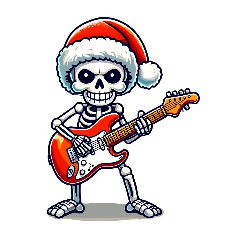 Noël squelette guitariste rocks