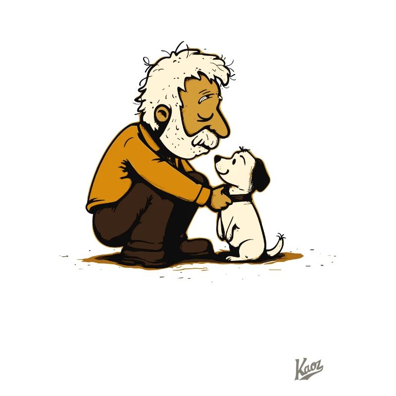 Old man with cute dog