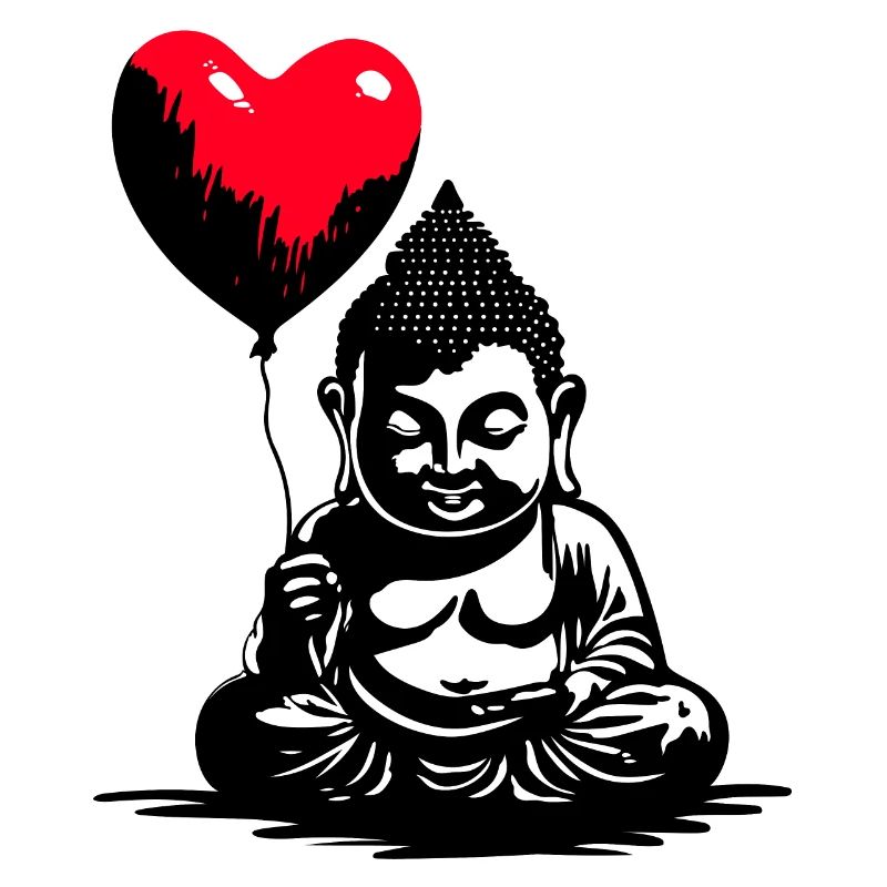 Buddha mit Herz Luftballon - Heartful Creatures