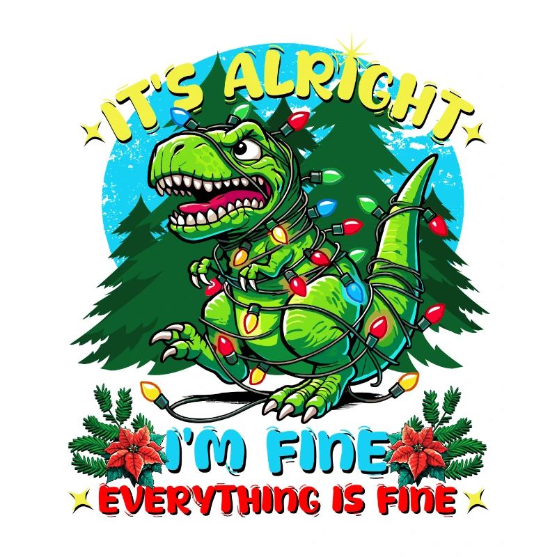 T-Rex I'm fine it's alright, tree-rex christmas