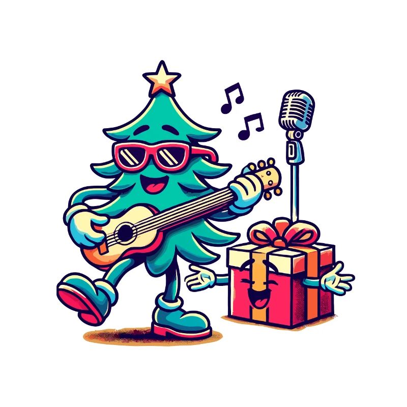 Fröhlicher Weihnachtsbaum Retro Musik