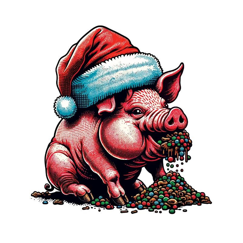 Cochon de Noël avec chapeau