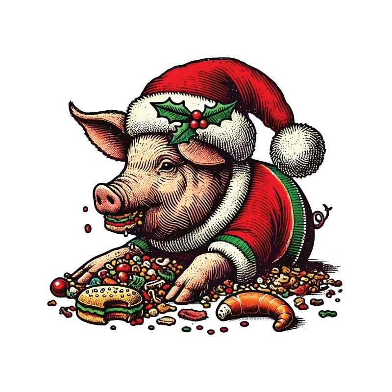 Cochon gourmand de Noël