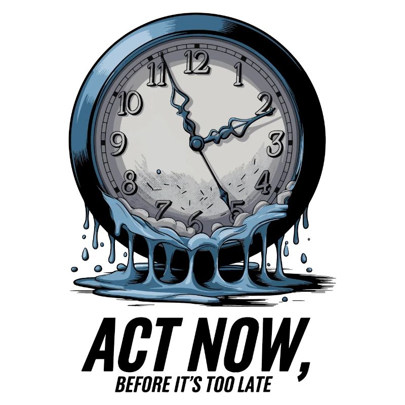 Melting Clock Act Now Klimabewusstsein Kunst