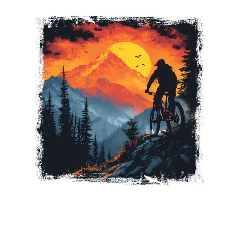 Mountain Biking Drawing Retro