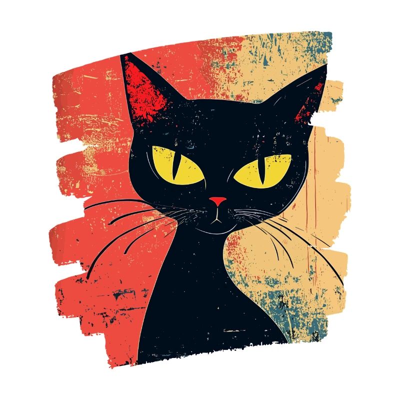 Schwarze Katze Retro