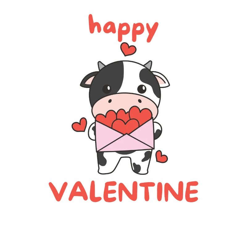 Vache pour la Saint-Valentin animaux mignons avec des cœurs
