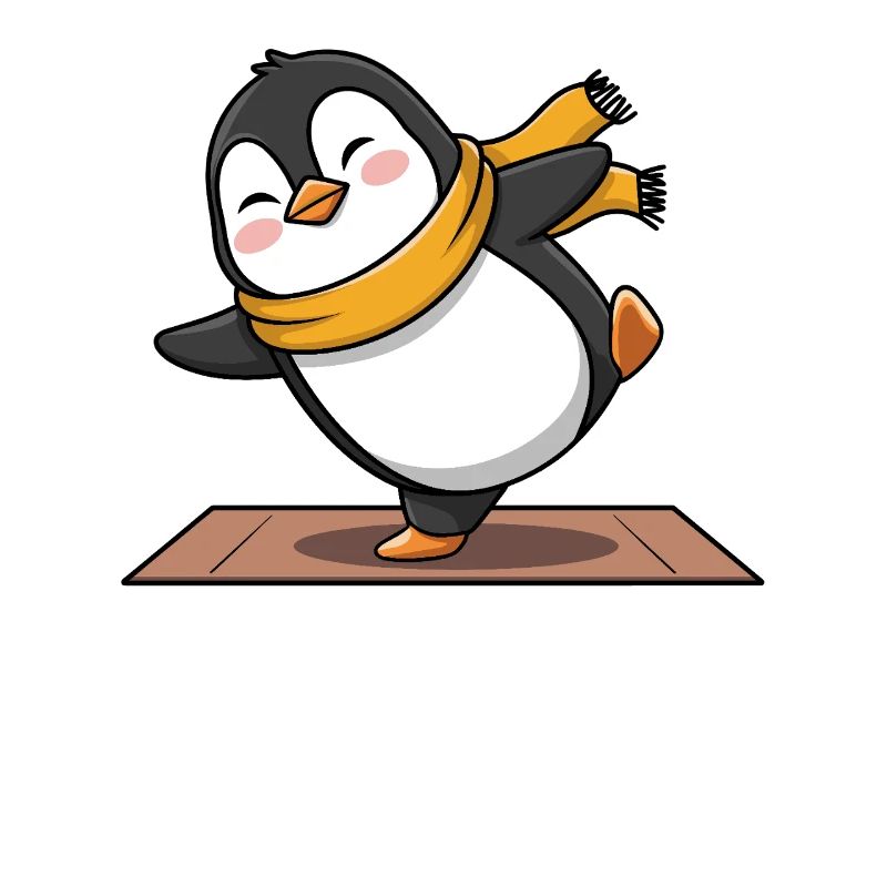 Fröhlicher Pinguin auf Yogamatte