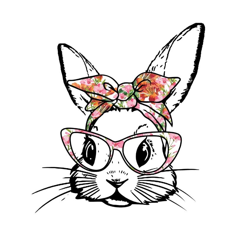 Easter bunny with floral pattern headband Easter