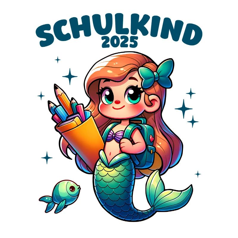 Schulkind 2025 Meerjungfrau Mädchen Einschulung
