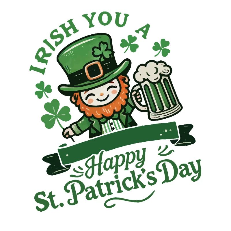 Saint-Patrick drôle de lutin avec chope de bière