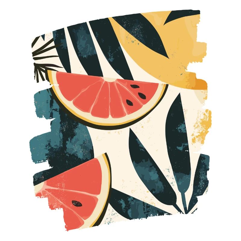 Pastèque d’été et palmiers