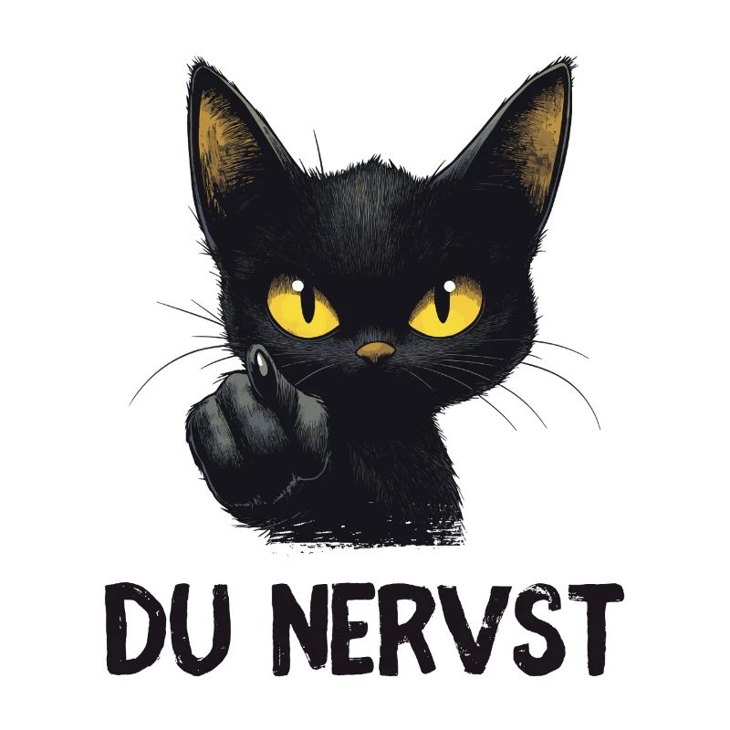 Witzige schwarze Katze sagt: Du nervst