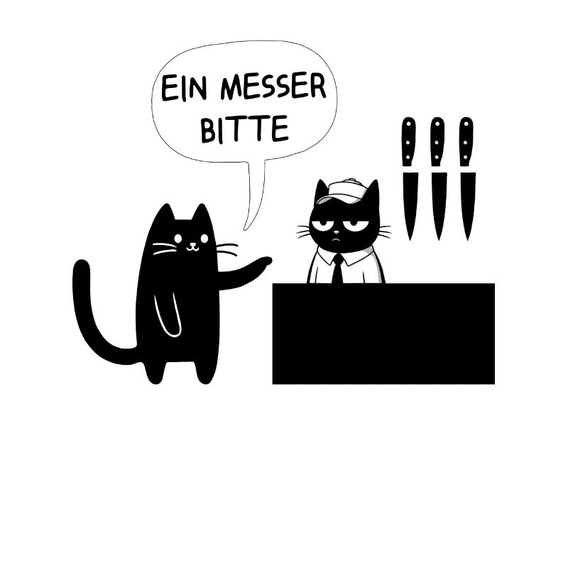 Ein Messer bitte – Schwarzer Humor mit Katze