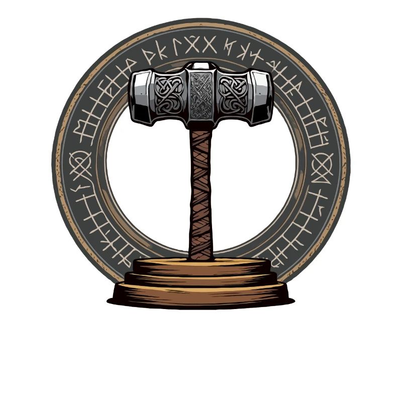 Viking Hammer Warrior Valhalla Runic Circle Thor