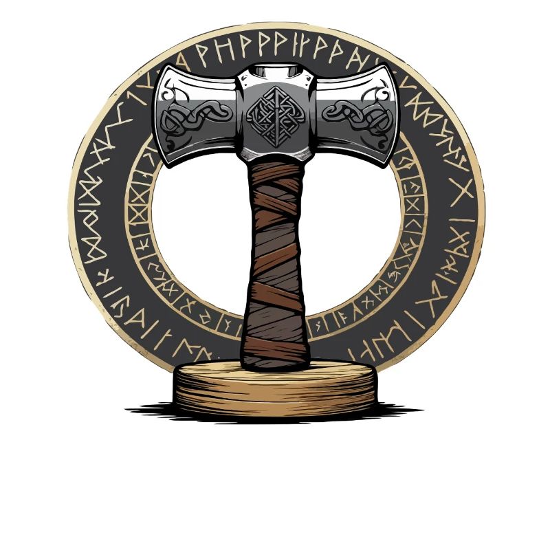 Viking Hammer Warrior Valhalla Runic Circle Thor