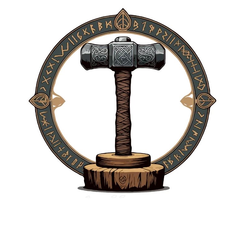 Viking Hammer Warrior Valhalla Runic Circle Thor
