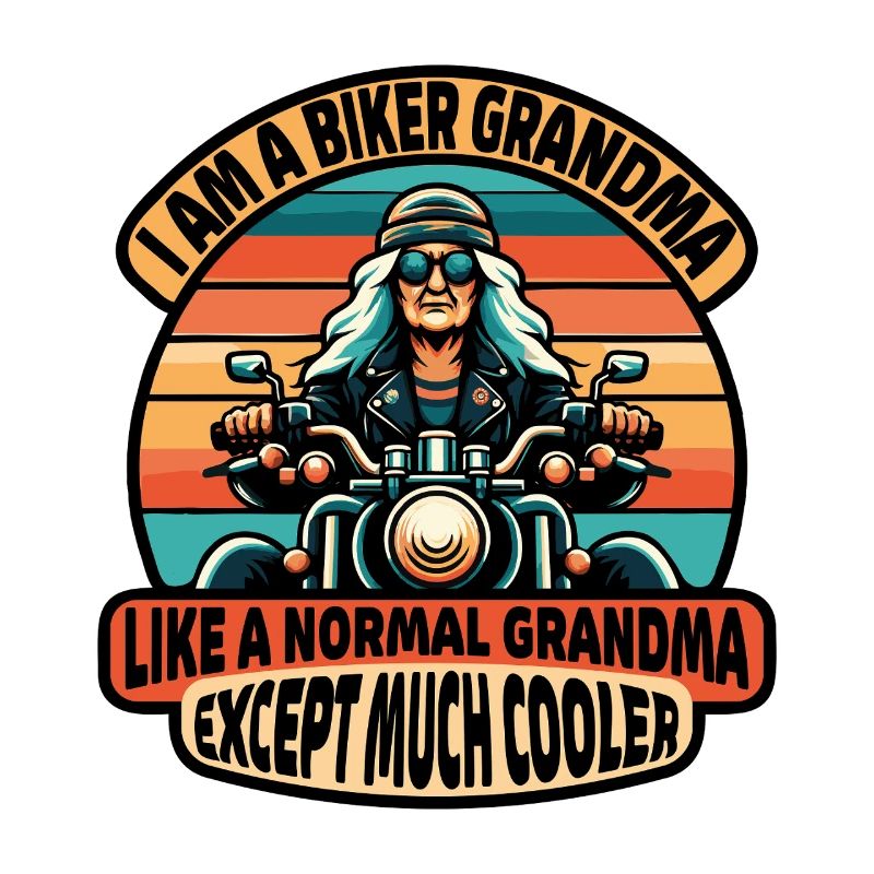 Biker-Oma mit cooler Attitüde