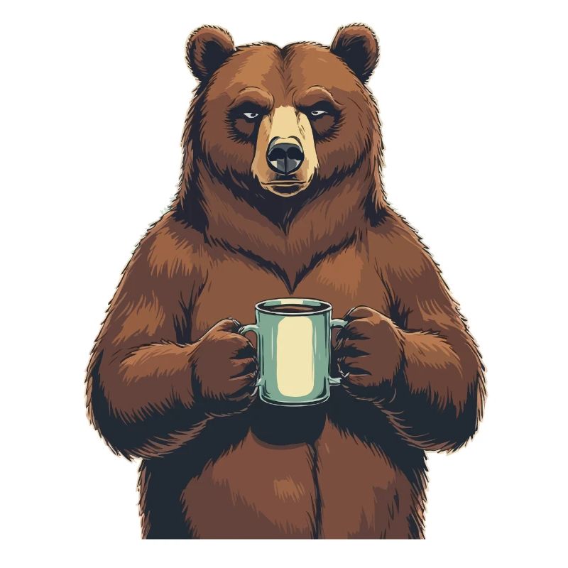 Grim Bear Coffee Mug Bears Coffee Tired