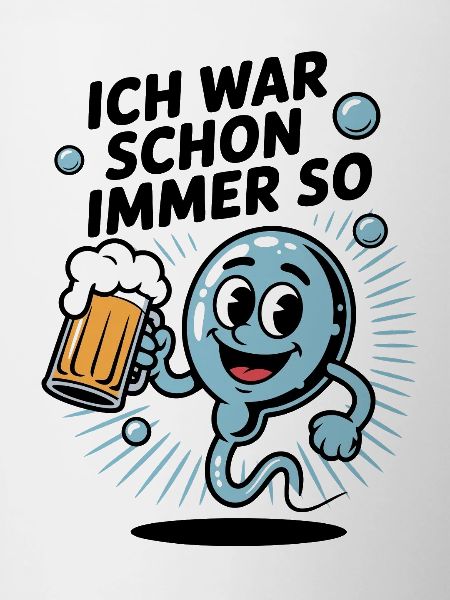 Lustiger Spruch Spermium mit Bierglas