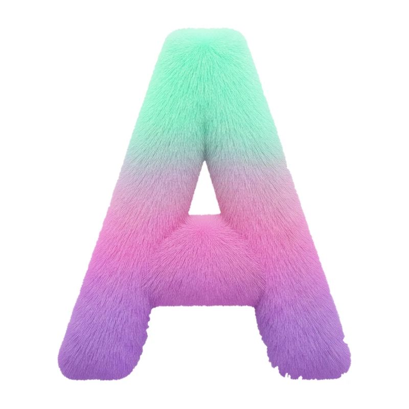 A letter with fur effect and pastel gradient