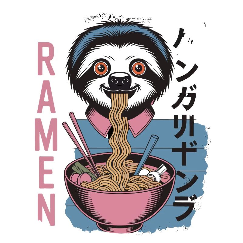 Sloth Eats Ramen Japon Noodle Design